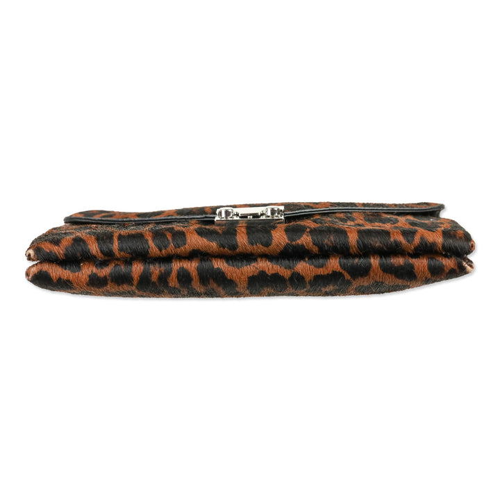 Loeffler Randall Leopard-Print Calf Hair Clutch Crossbody Bag