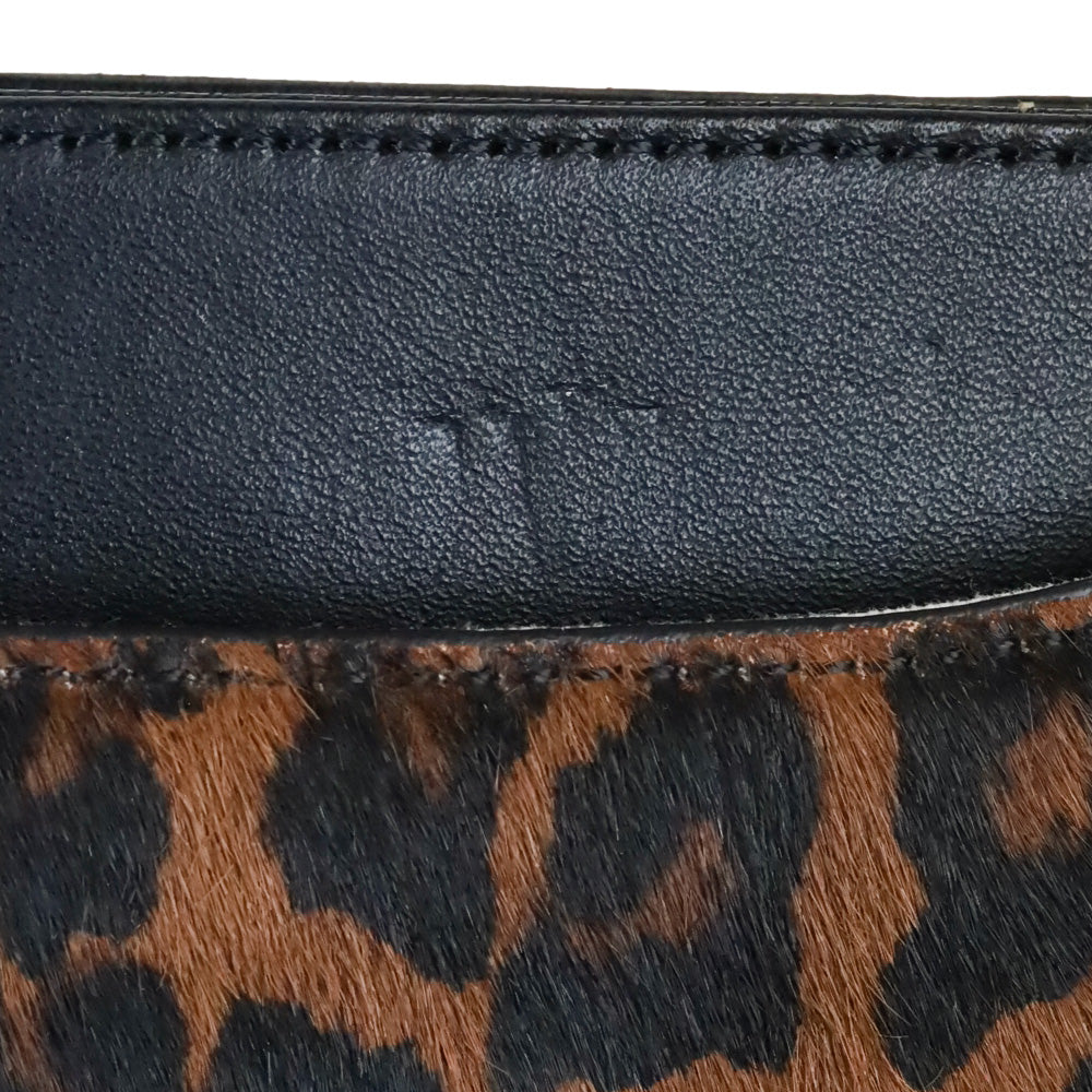 Loeffler Randall Leopard-Print Calf Hair Clutch Crossbody Bag