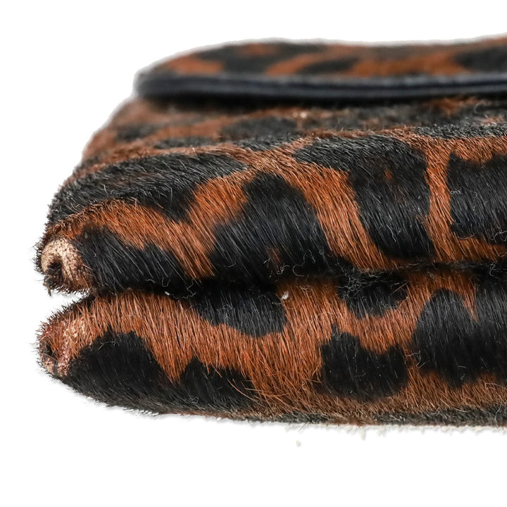 Loeffler Randall Leopard-Print Calf Hair Clutch Crossbody Bag