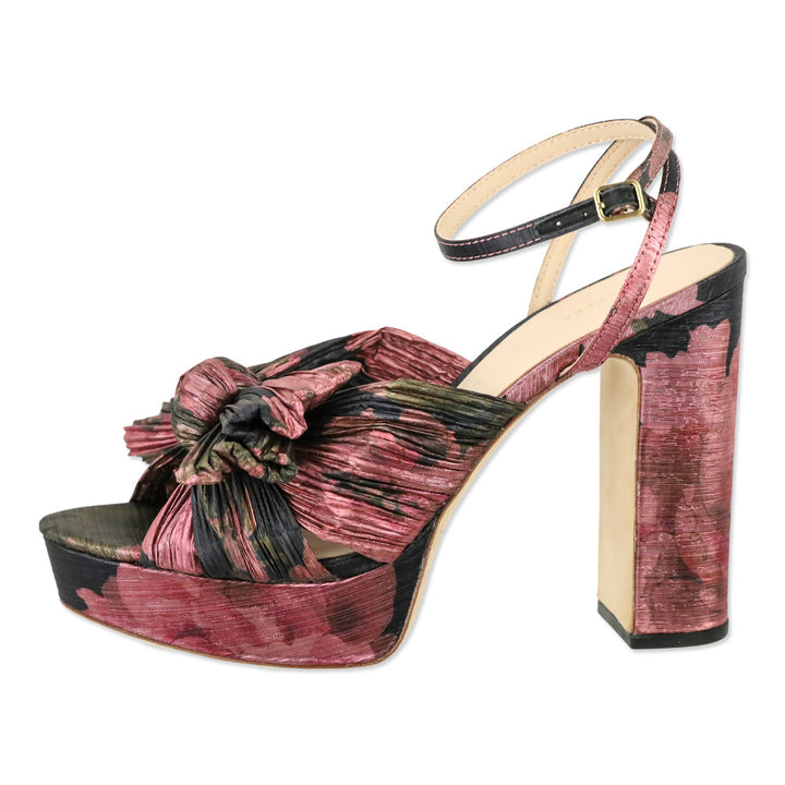 Loeffler Randall Natalia Metallic Dark Floral Platform Bow Heel