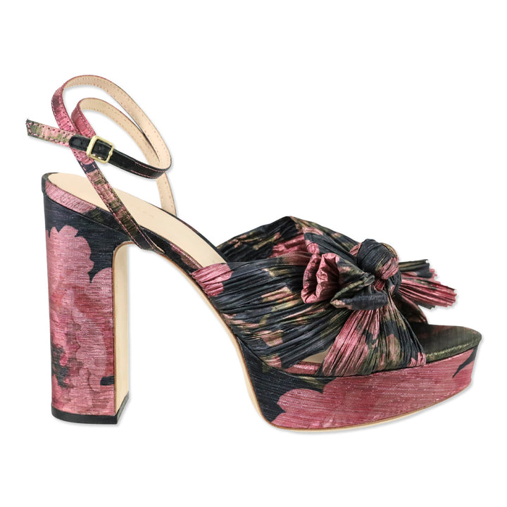 Loeffler Randall Natalia Metallic Dark Floral Platform Bow Heel