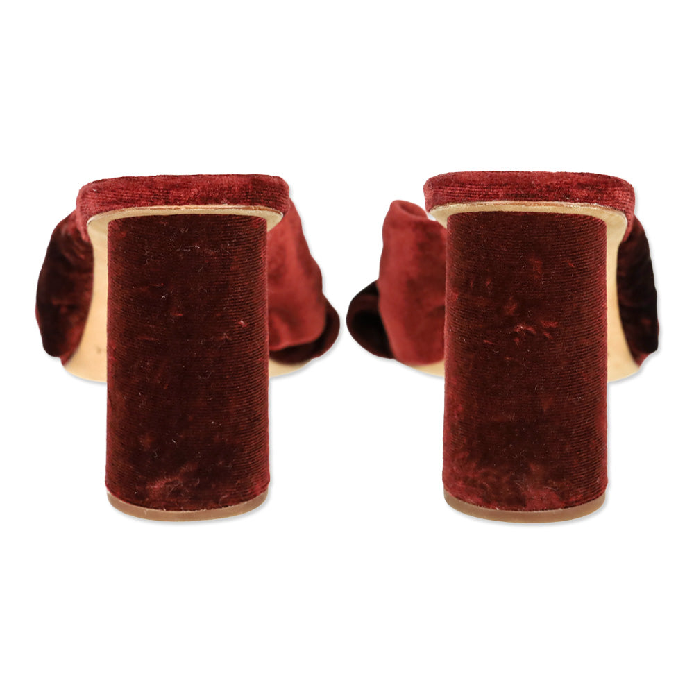 Loeffler Randall Rust Red Velvet Coco Knot Mule