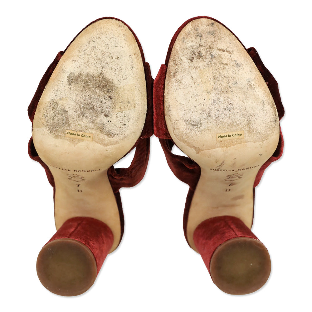 Loeffler Randall Rust Red Velvet Coco Knot Mule