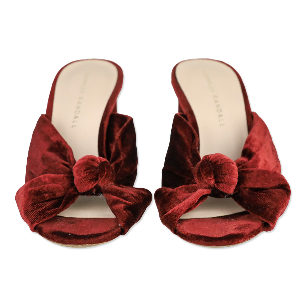 Loeffler Randall Rust Red Velvet Coco Knot Mule