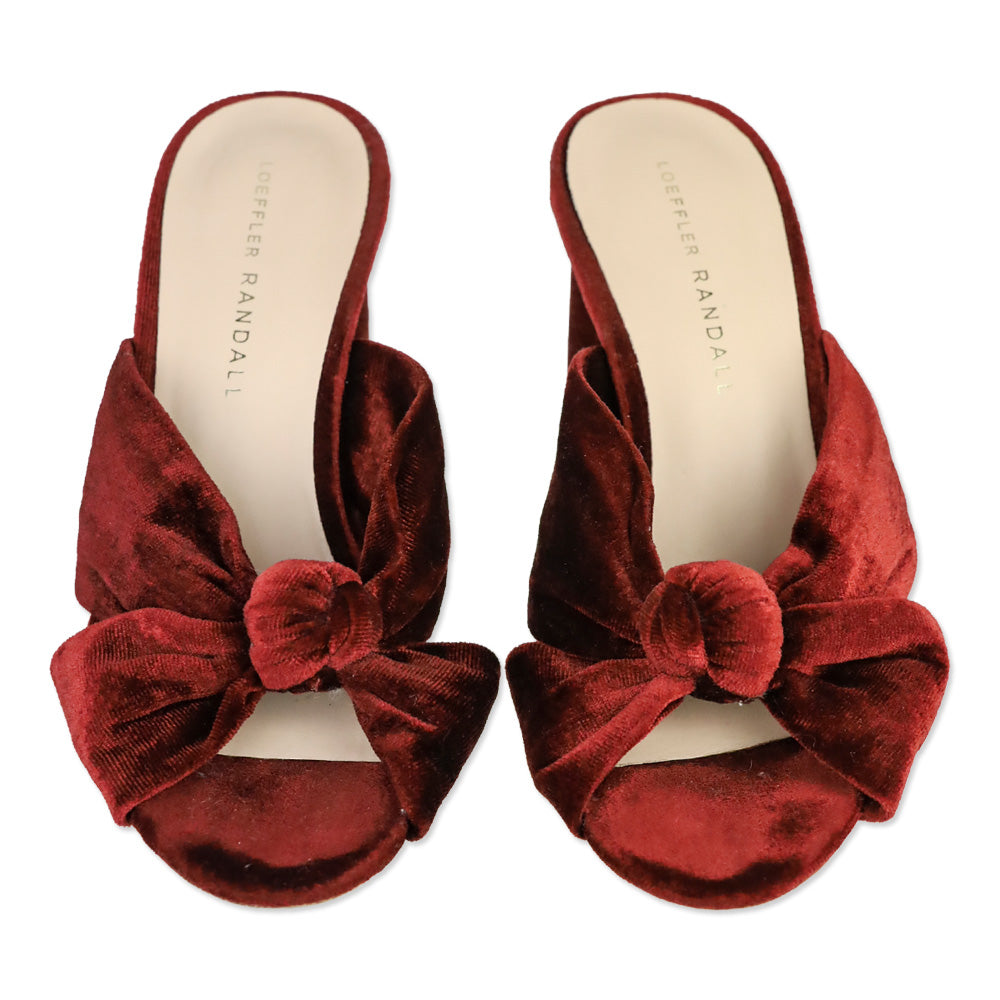 Loeffler Randall Rust Red Velvet Coco Knot Mule