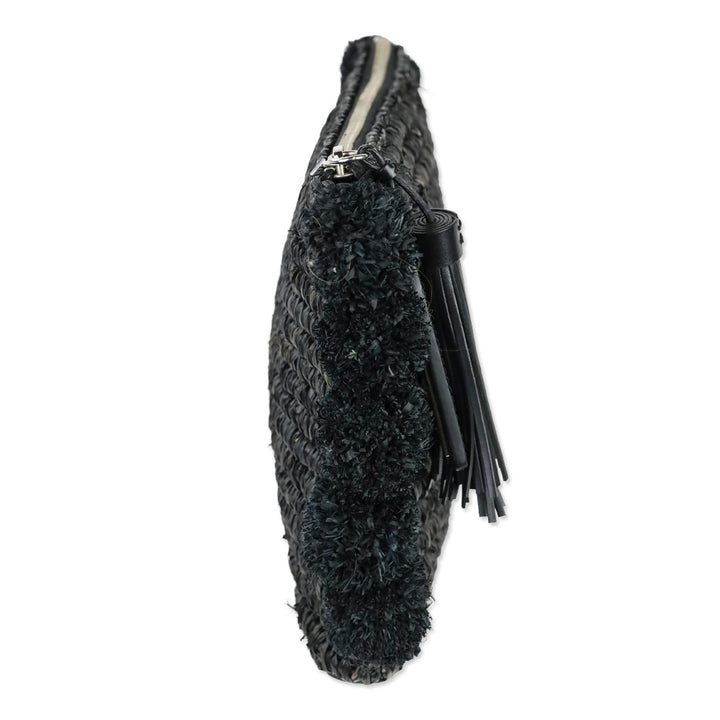 Loeffler Randall Tassel Pompom Black Raffia Clutch