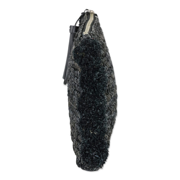 Loeffler Randall Tassel Pompom Black Raffia Clutch
