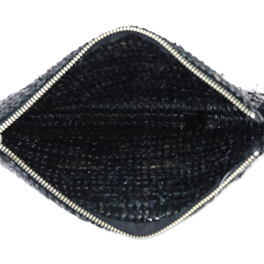 Loeffler Randall Tassel Pompom Black Raffia Clutch