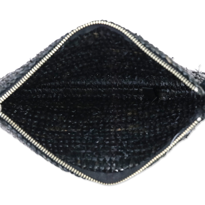 Loeffler Randall Tassel Pompom Black Raffia Clutch