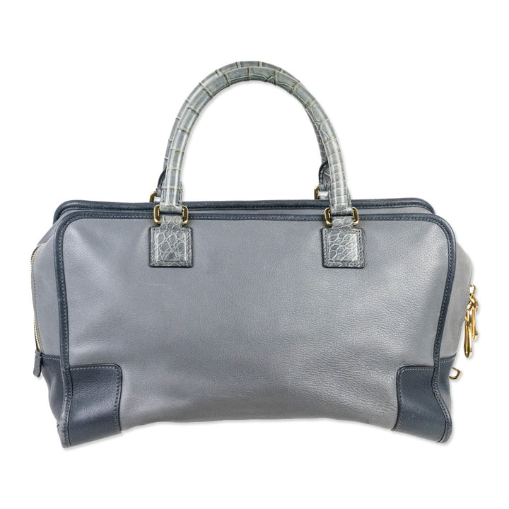 Loewe Grey Two-Tone Calfskin Leather Amazona Handbag