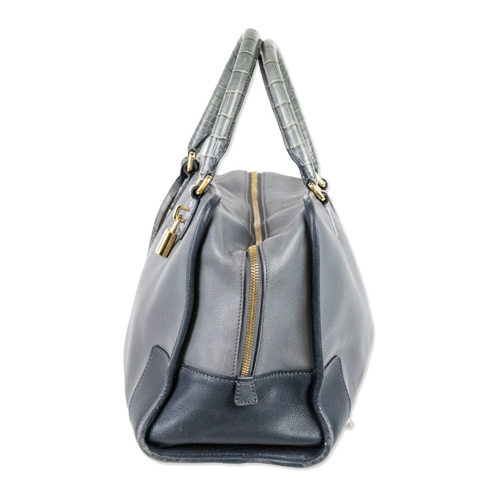 Loewe Grey Two-Tone Calfskin Leather Amazona Handbag