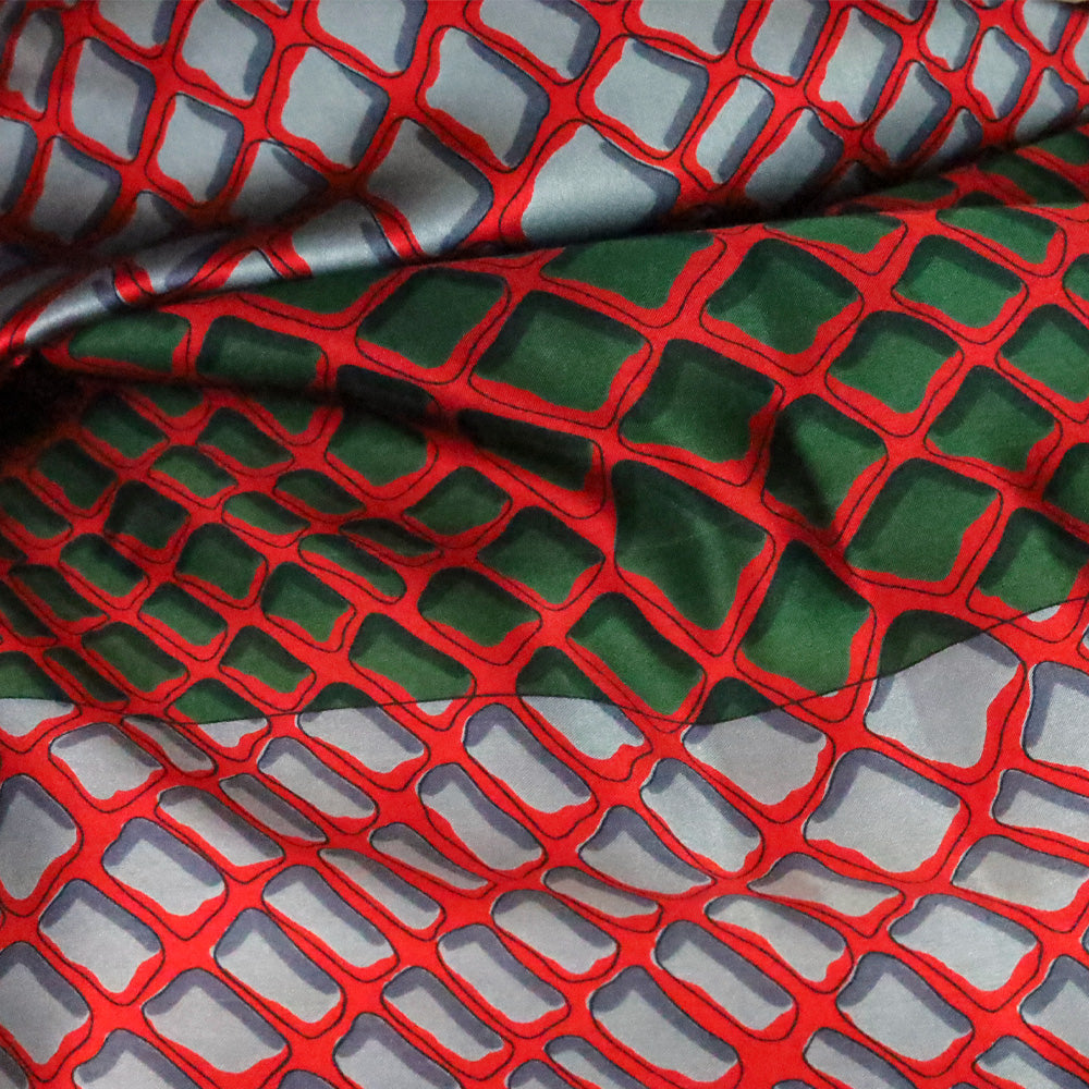 Loewe Red Multi Printed Silk Large Square Scarf