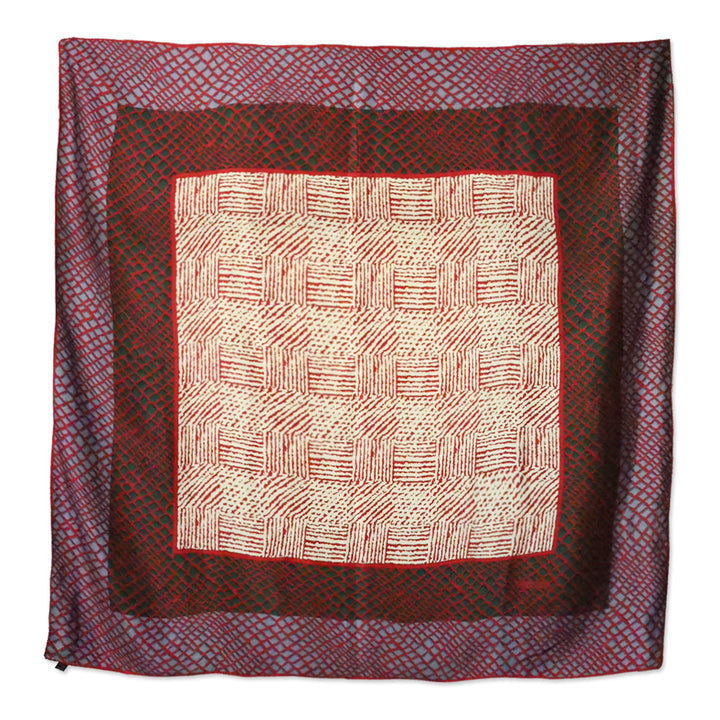 Loewe Red Multi Printed Silk Large Square Scarf