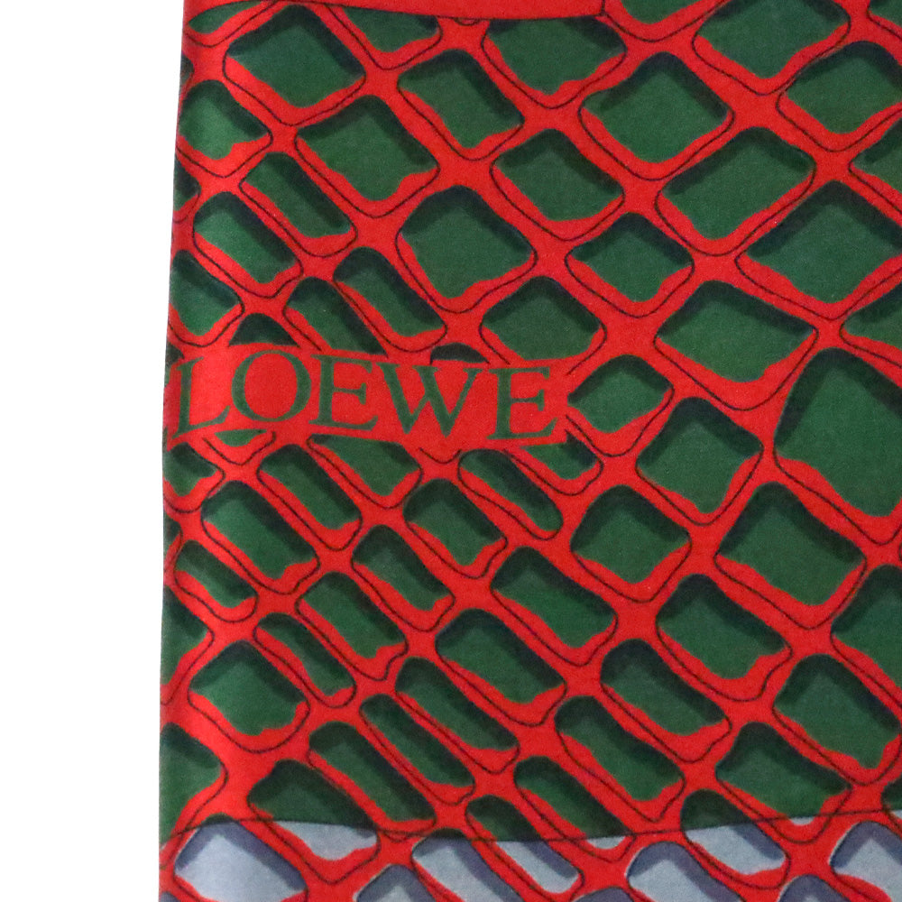 Loewe Red Multi Printed Silk Large Square Scarf