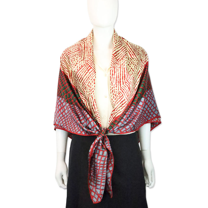 Loewe Red Multi Printed Silk Large Square Scarf