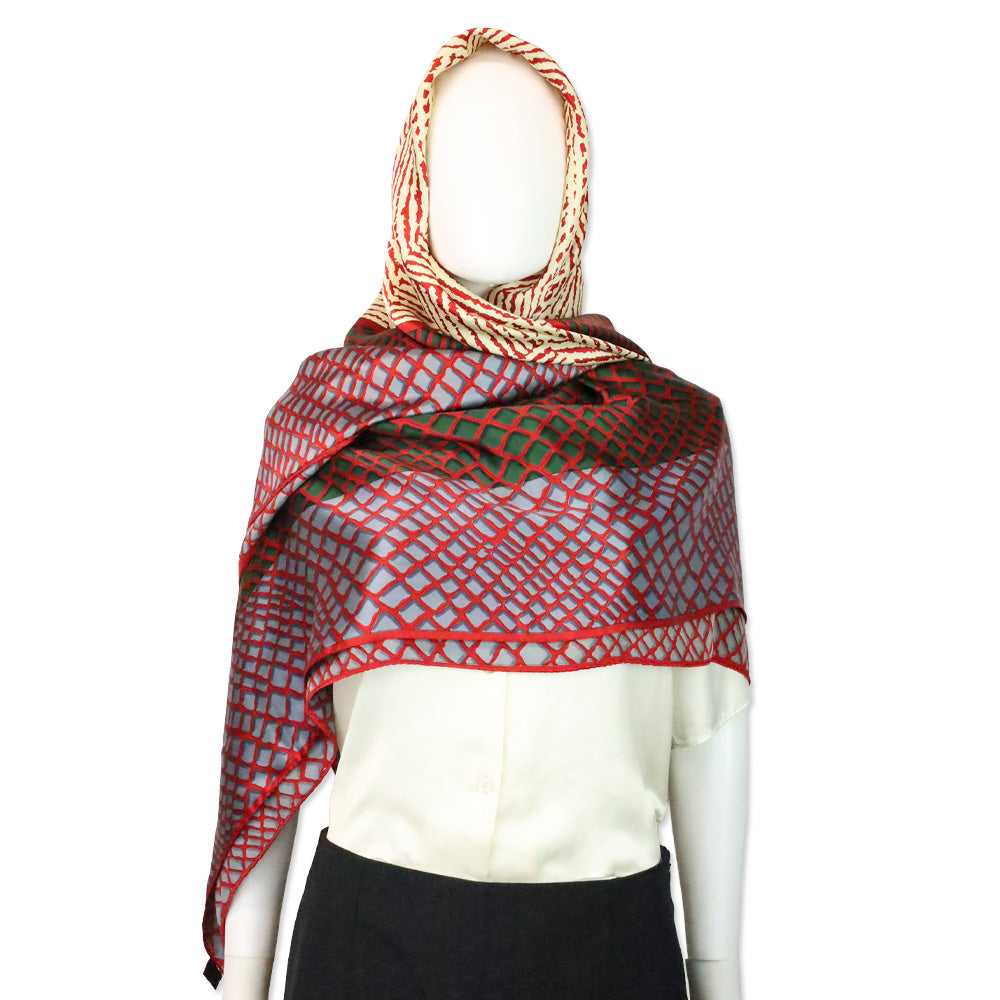 Loewe Red Multi Printed Silk Large Square Scarf