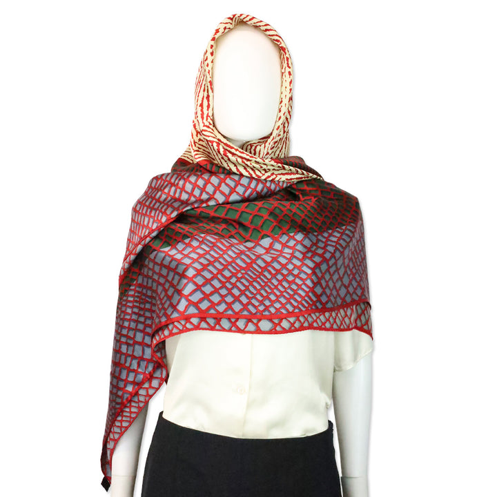 Loewe Red Multi Printed Silk Large Square Scarf