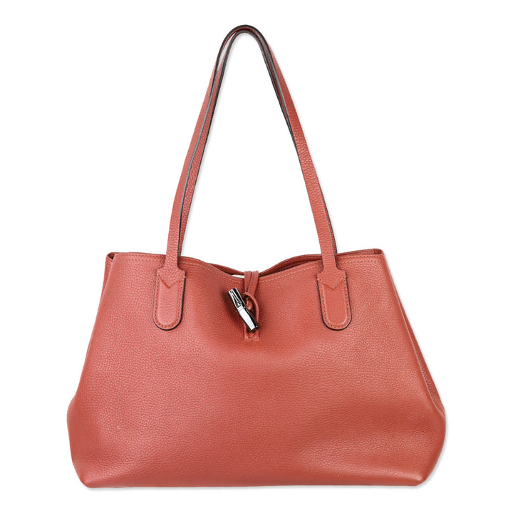 Longchamp Bamboo Toggle Clay Cowhide Leather Tote Bag