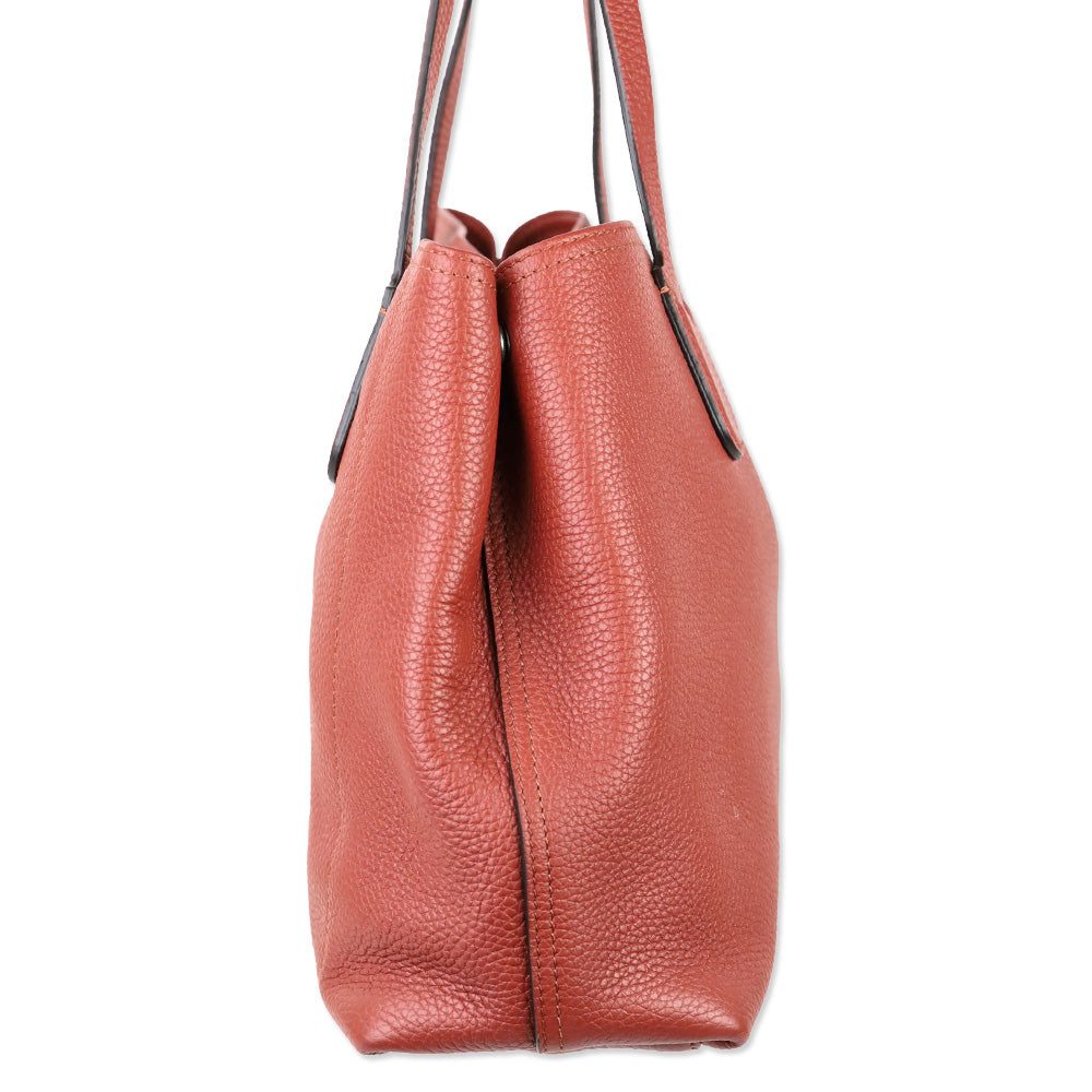 Longchamp Bamboo Toggle Clay Cowhide Leather Tote Bag