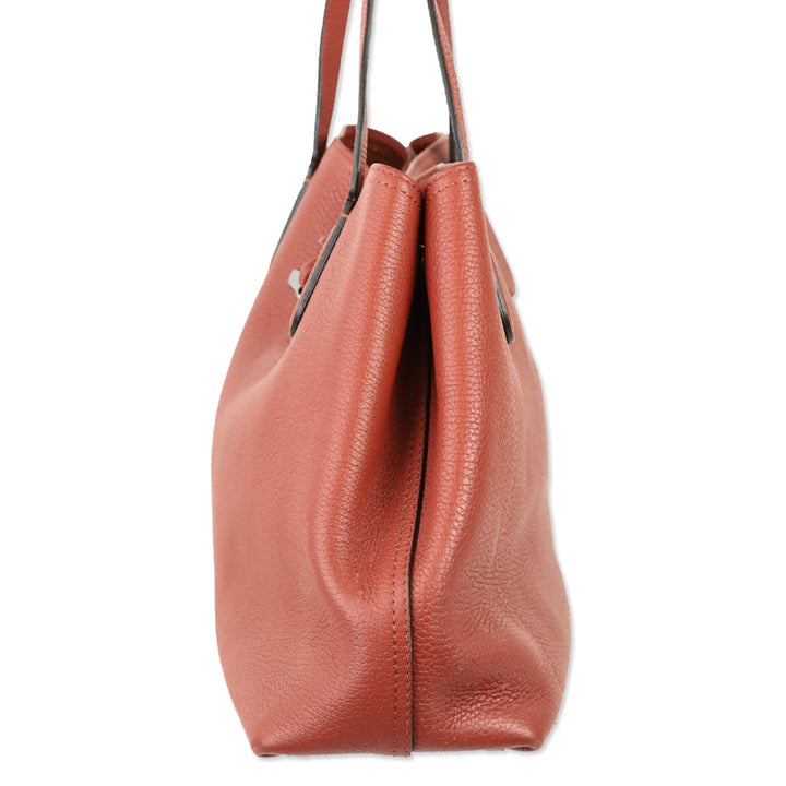 Longchamp Bamboo Toggle Clay Cowhide Leather Tote Bag