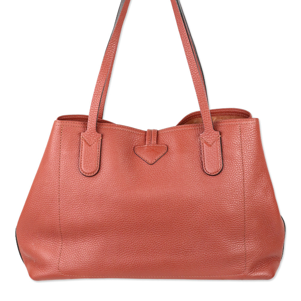Longchamp Bamboo Toggle Clay Cowhide Leather Tote Bag