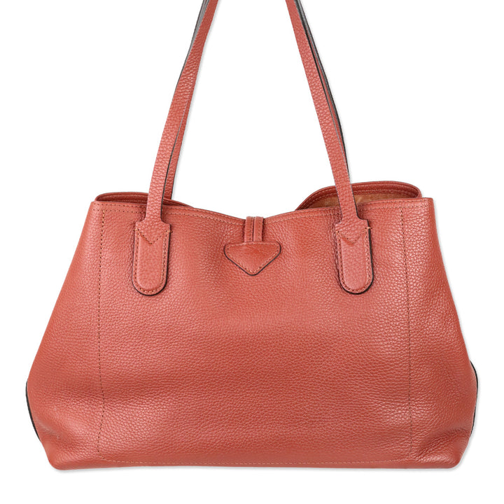 Longchamp Bamboo Toggle Clay Cowhide Leather Tote Bag