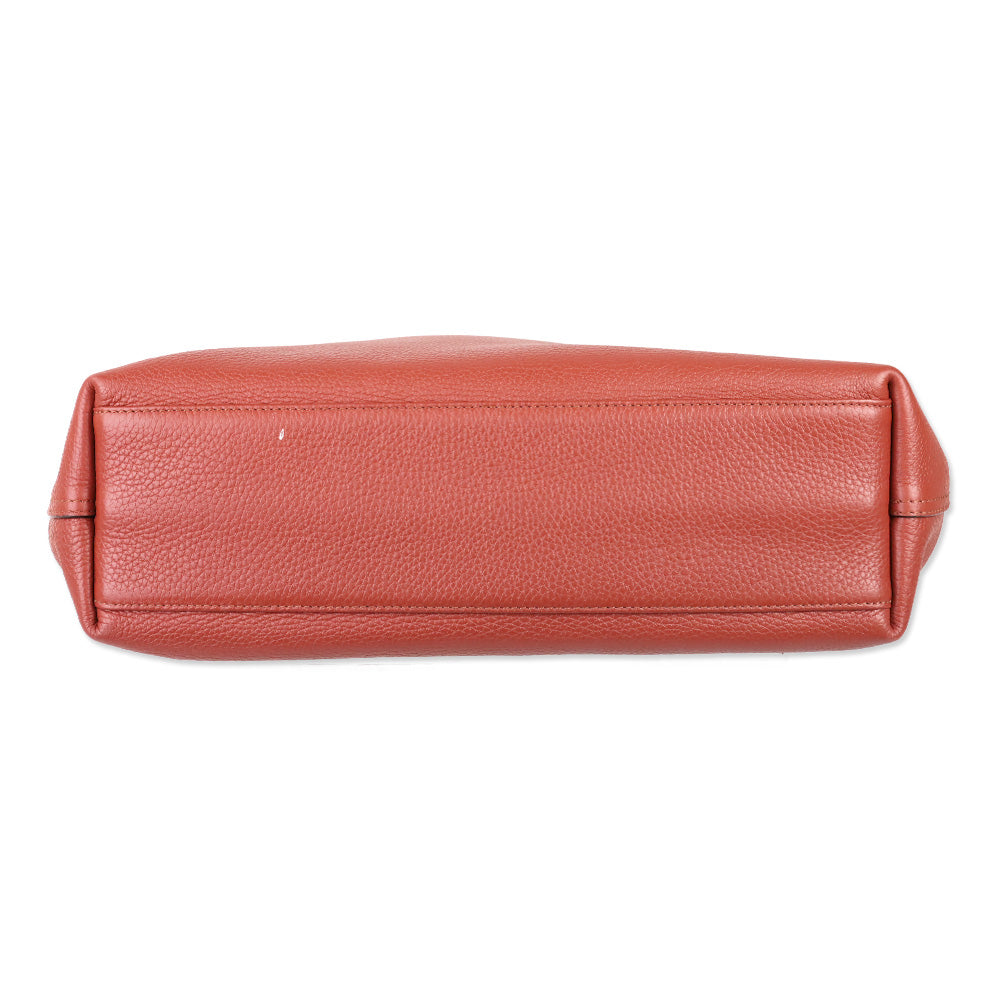 Longchamp Bamboo Toggle Clay Cowhide Leather Tote Bag