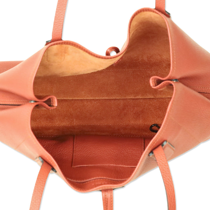 Longchamp Bamboo Toggle Clay Cowhide Leather Tote Bag