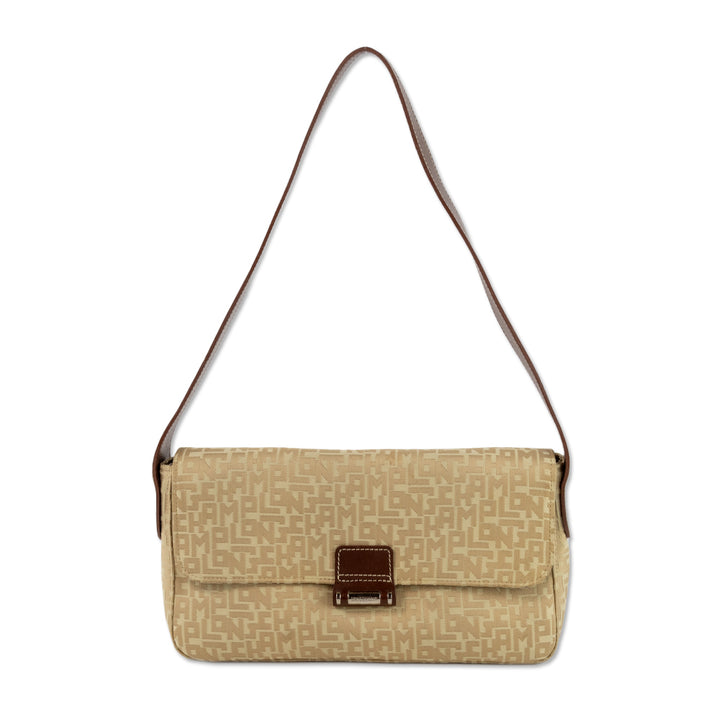 Longchamp Beige Jacquard Canvas Shoulder Bag