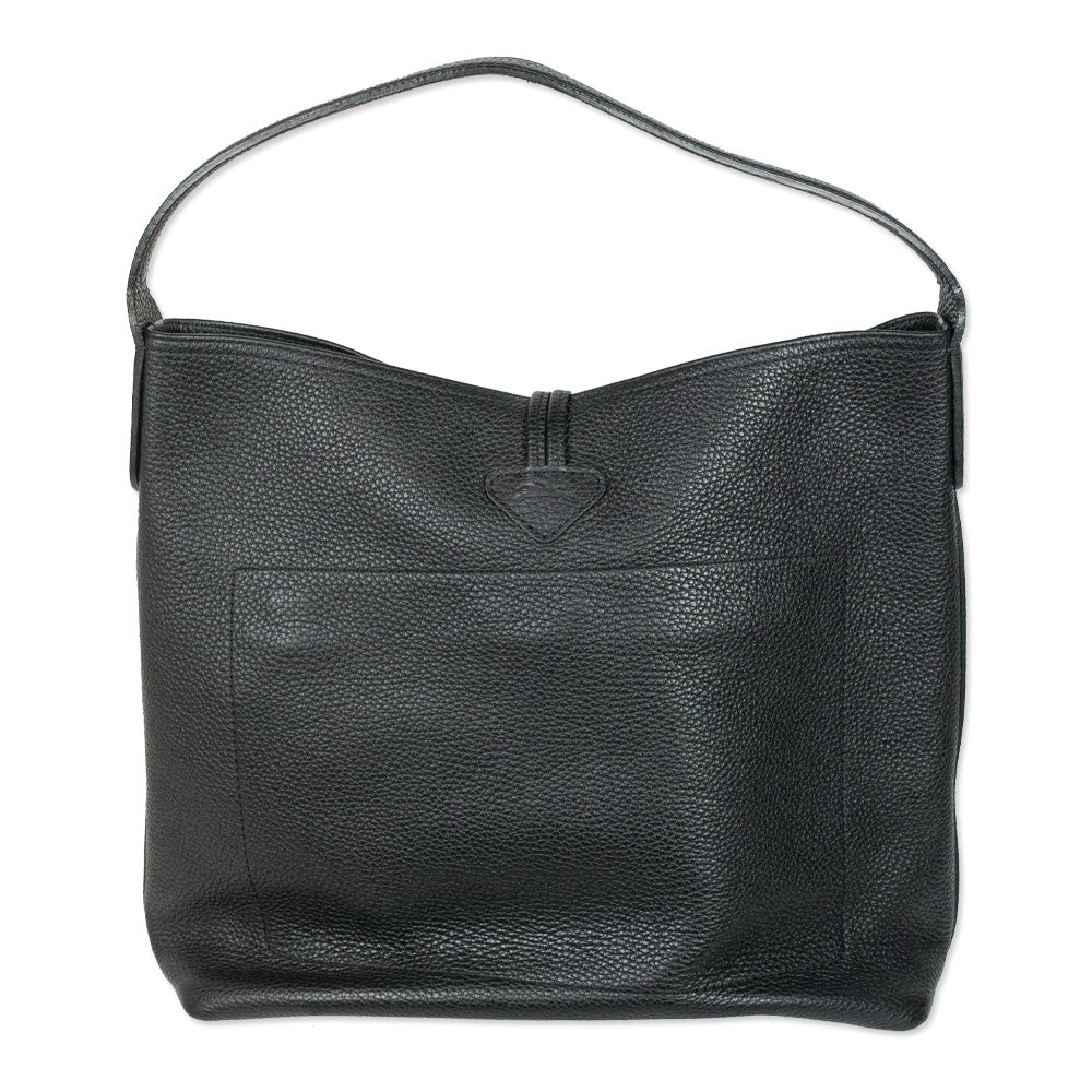 Longchamp Black Grain Leather Roseau Shoulder Bag