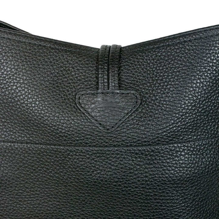 Longchamp Black Grain Leather Roseau Shoulder Bag