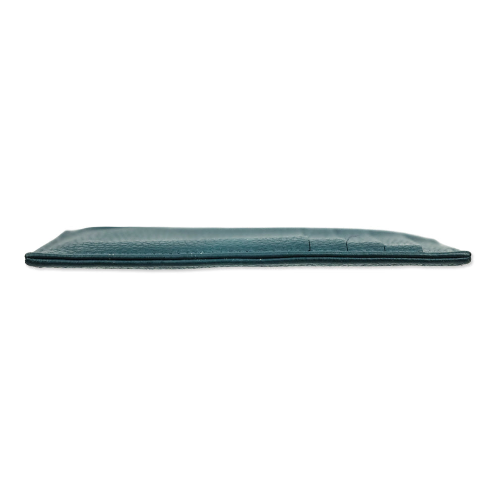 Longchamp Blue Grained Leather Zipped Card Holder