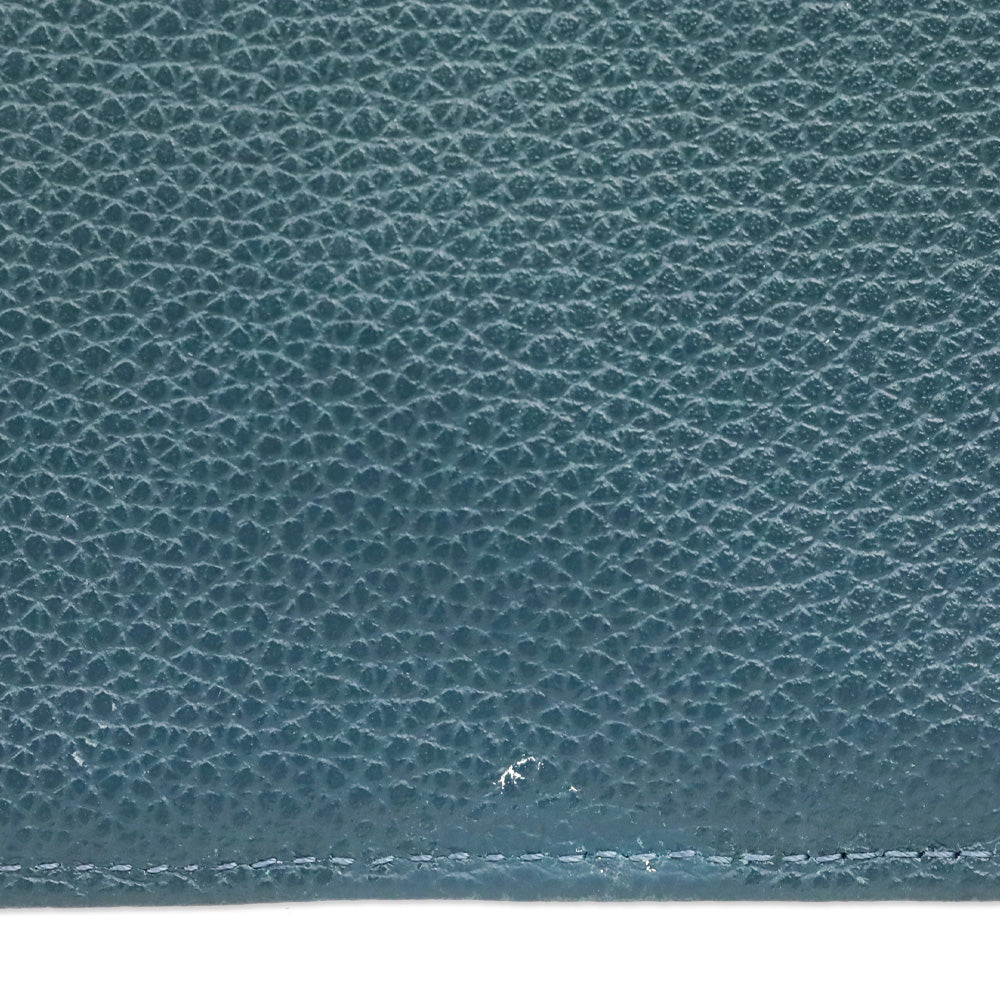 Longchamp Blue Grained Leather Zipped Card Holder