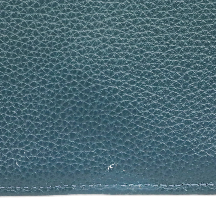 Longchamp Blue Grained Leather Zipped Card Holder