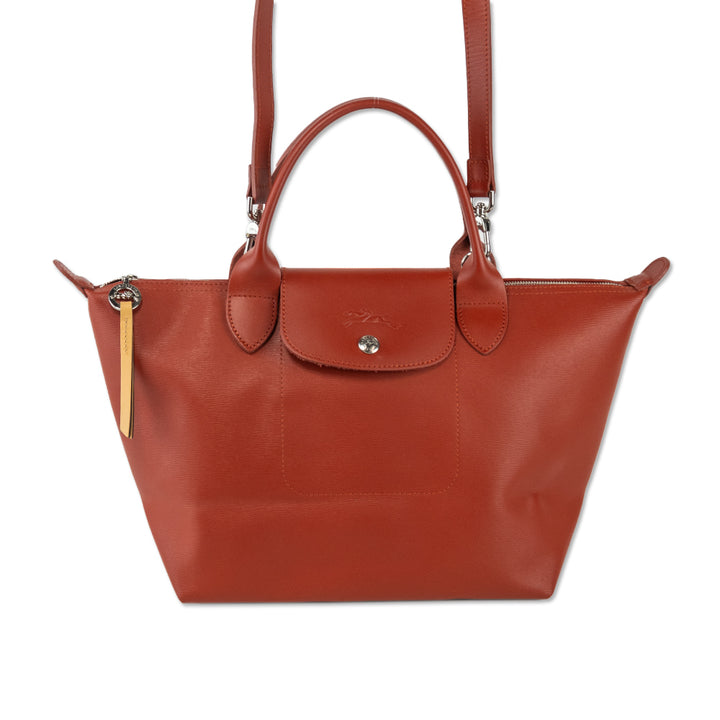 Longchamp Burnt Orange Long Grain Leather Large Tote Bag