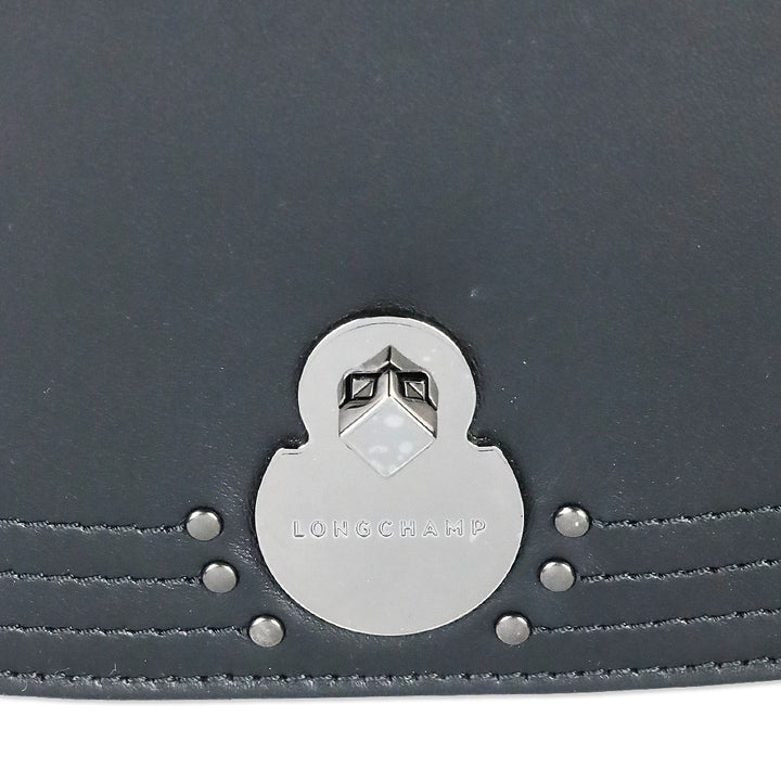 Longchamp Cavalcade Large Black Leather Shoulder Saddle Bag