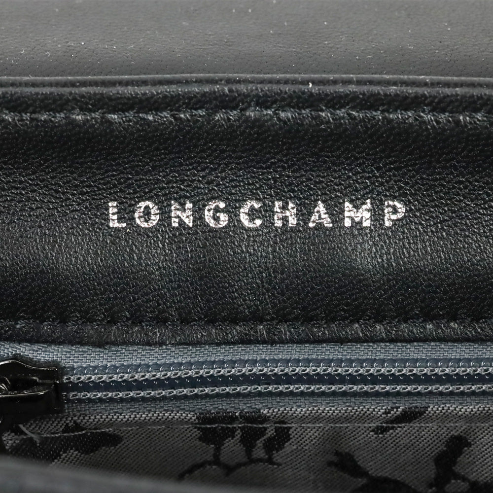 Longchamp Cavalcade Large Black Leather Shoulder Saddle Bag