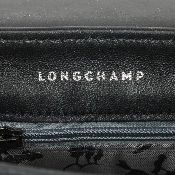 Longchamp Cavalcade Large Black Leather Shoulder Saddle Bag