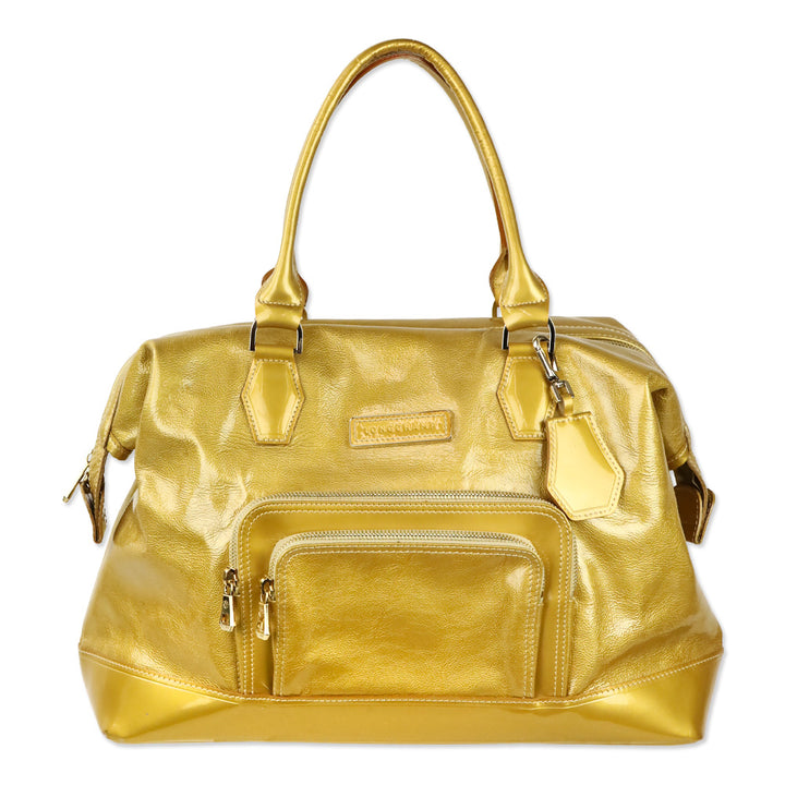 Longchamp Gold Crinkle Vernis Large Legende Verni Dome Satchel