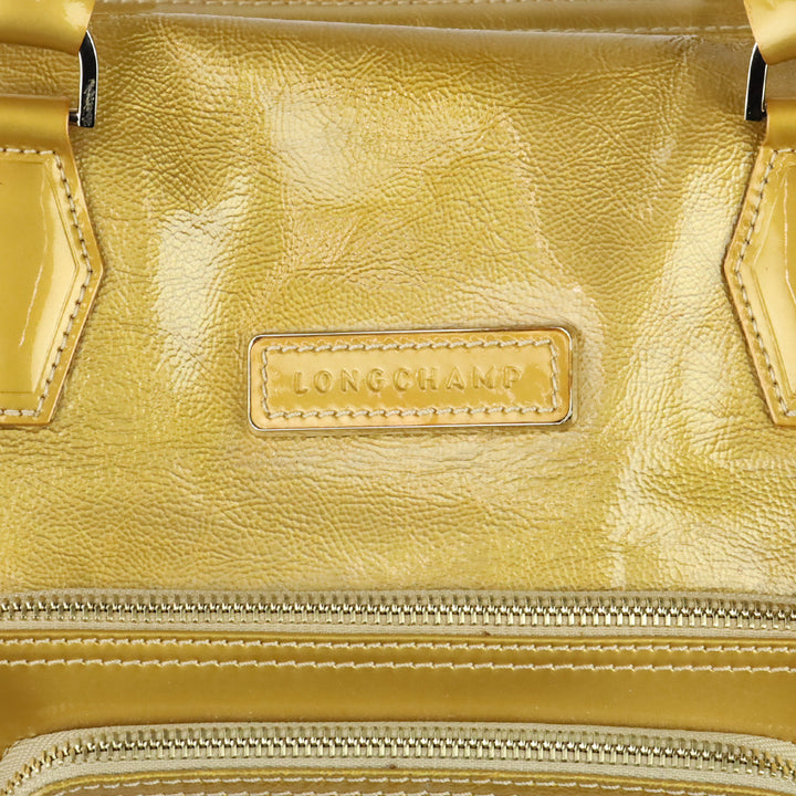 Longchamp Gold Crinkle Vernis Large Legende Verni Dome Satchel