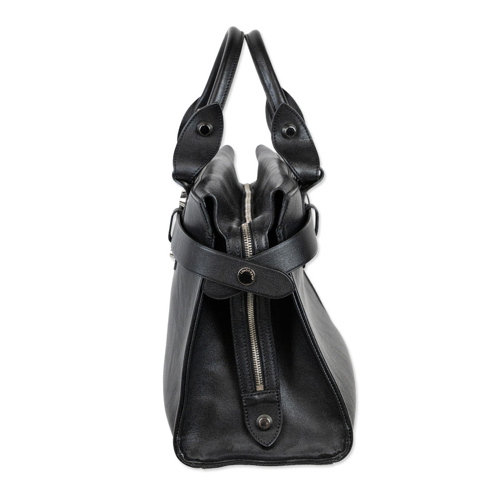 Longchamp La Voyageuse Black Leather Tote