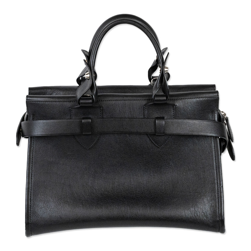 Longchamp La Voyageuse Black Leather Tote