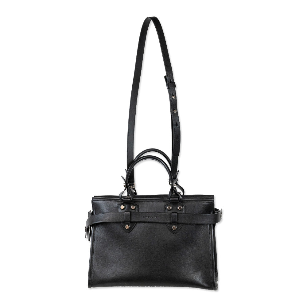 Longchamp La Voyageuse Black Leather Tote