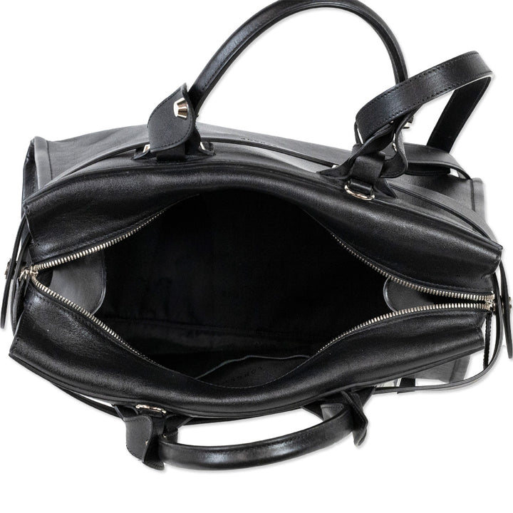 Longchamp La Voyageuse Black Leather Tote