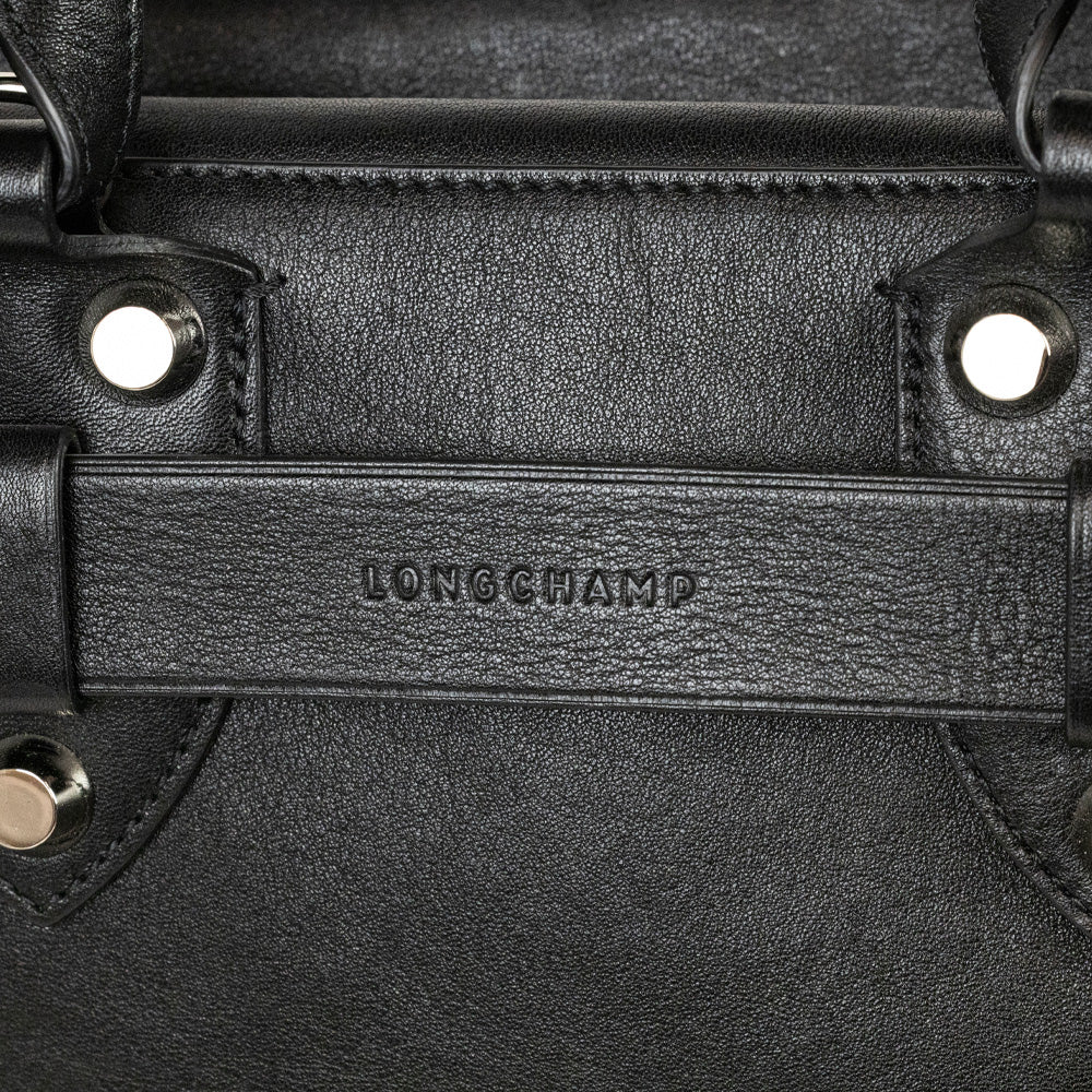 Longchamp La Voyageuse Black Leather Tote