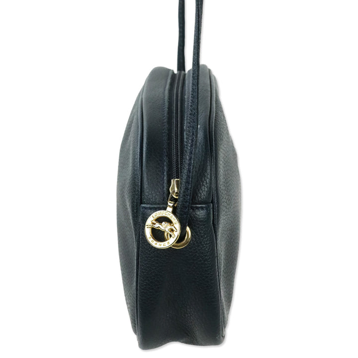 Longchamp Navy Grained Leather Camera Crossbody Bag
