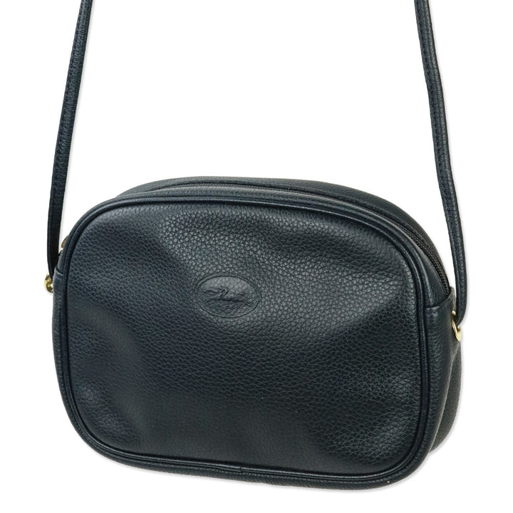 Longchamp Navy Grained Leather Camera Crossbody Bag