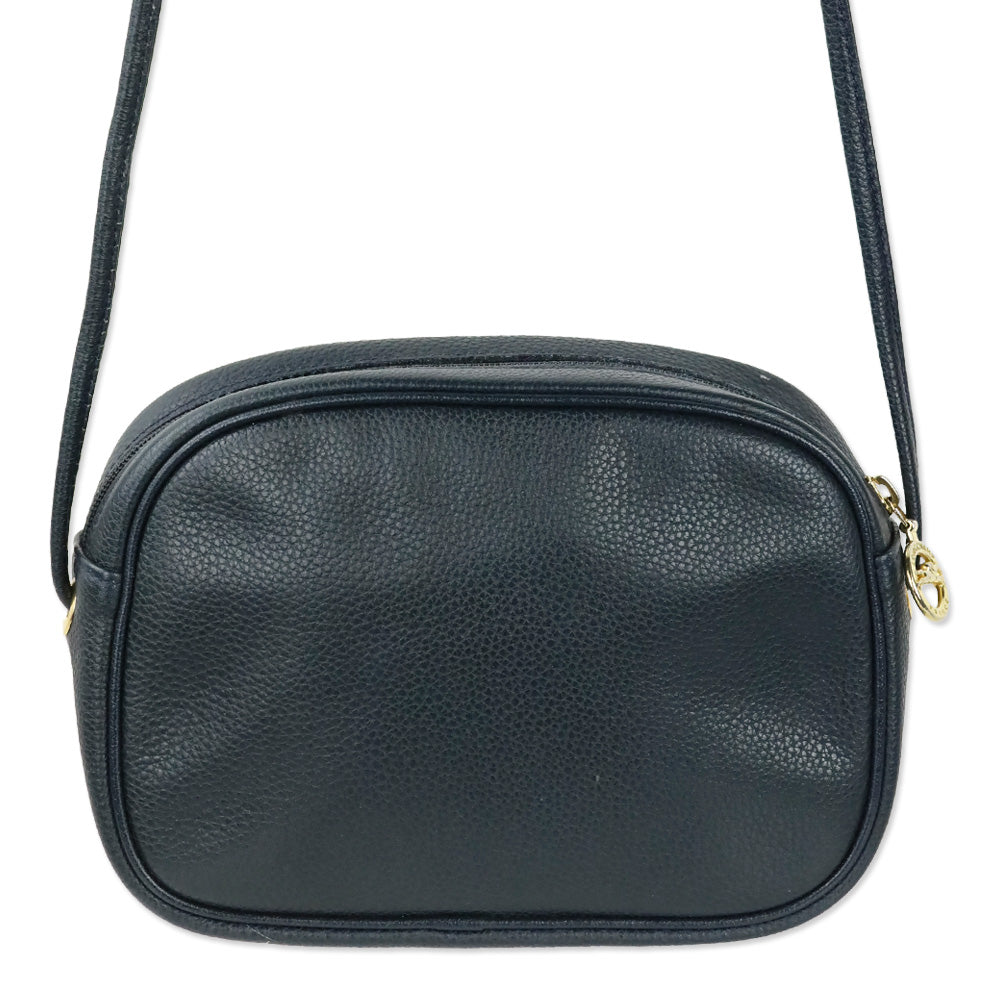 Longchamp Navy Grained Leather Camera Crossbody Bag