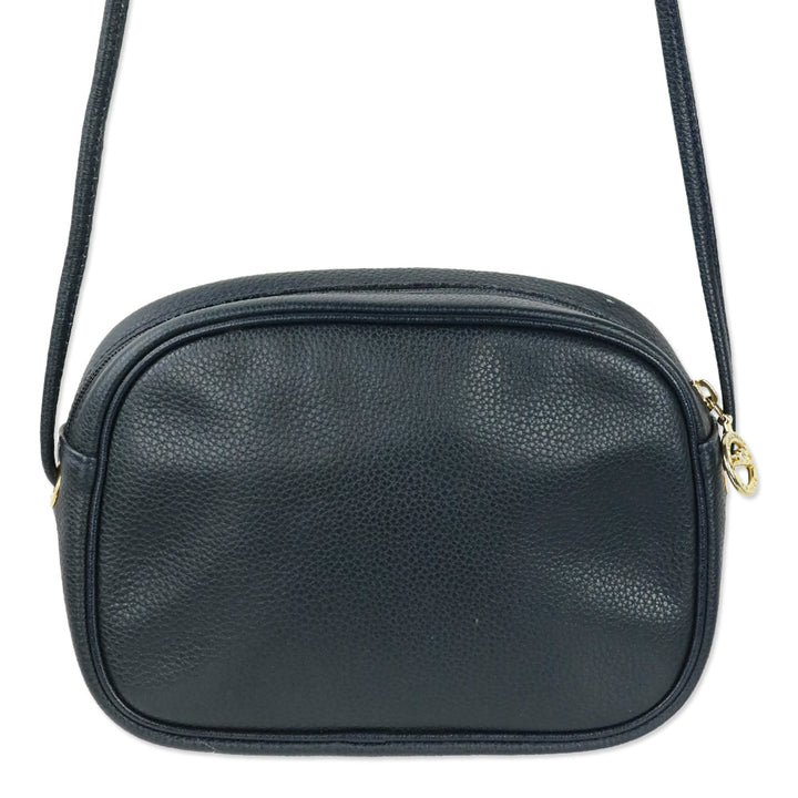 Longchamp Navy Grained Leather Camera Crossbody Bag
