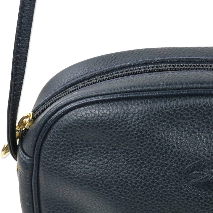 Longchamp Navy Grained Leather Camera Crossbody Bag